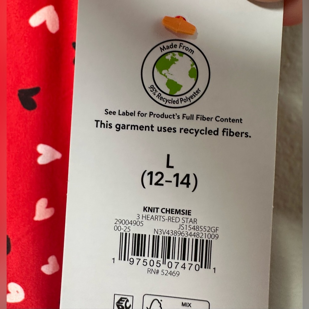 NWT Joyspun Woman's Red Hearts & Lace trim sz L 12-14 Nightgown - Picture 4 of 4